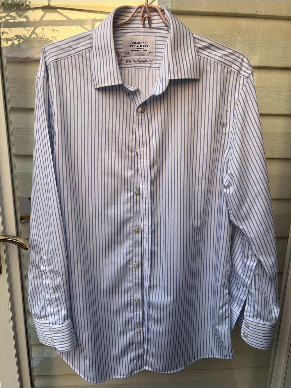 Charles Tyrwhitt White Shirt with Blue Stripes
